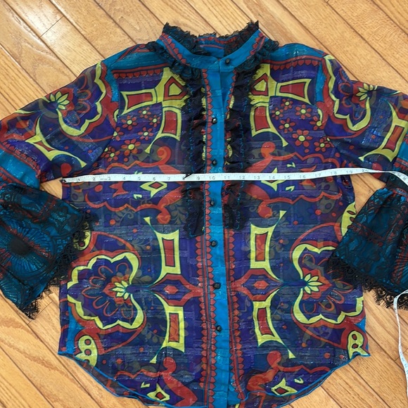 Rare Anna Sui Inc print blouse size XS - Picture 3 of 6